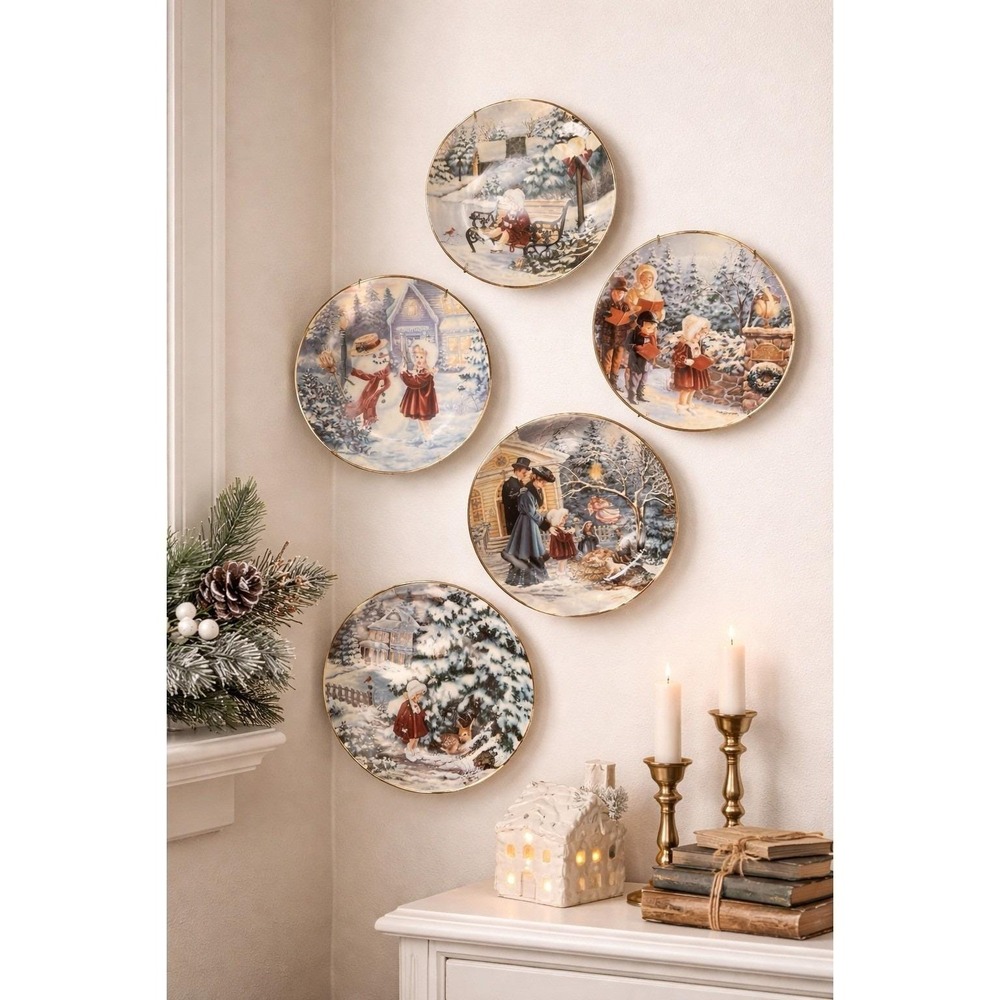 Dona Gelsinger Winter Wonderland‎ Limited Ed Collection Set of 5  Plates 8"